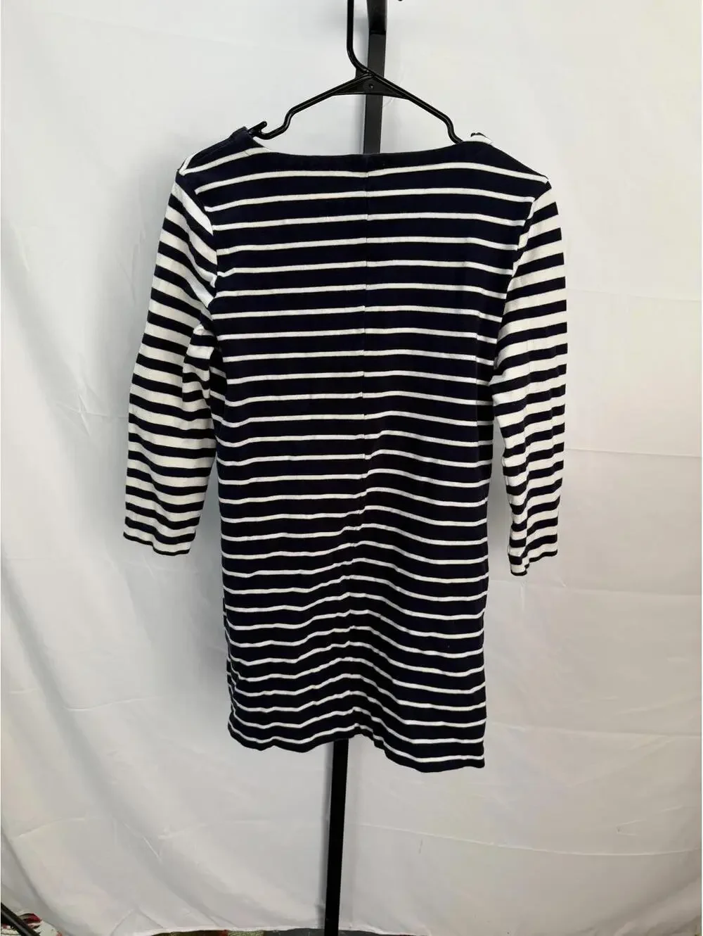 J.Crew Women's Navy and White Striped Long Sleeve Top Size Small